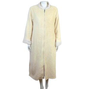 Cabernet Sleep Sense Cream Fleece Zip Long Robe